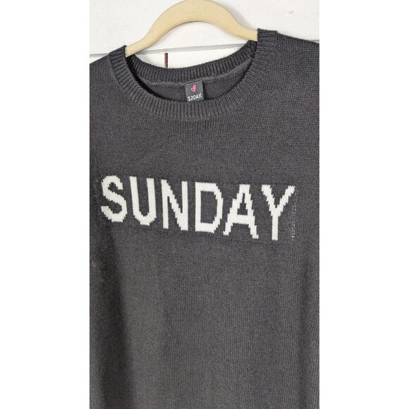 90s vintage black white Sunday knit pullover sweater - Picture 3 of 5